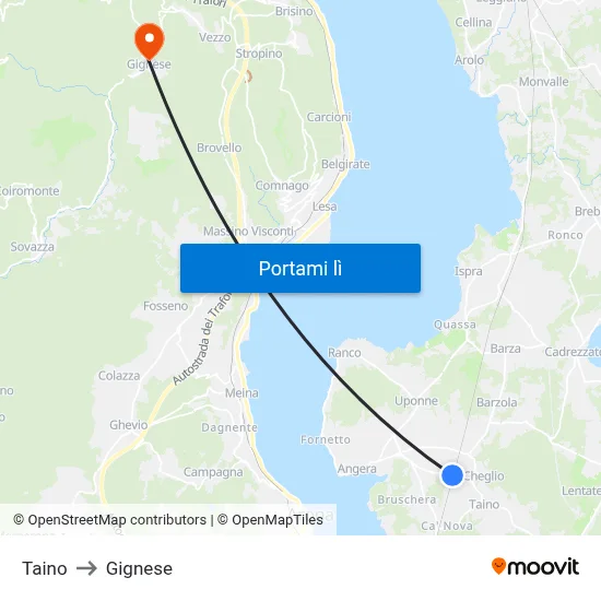 Taino to Gignese map