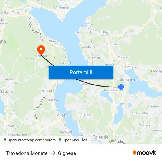 Travedona-Monate to Gignese map