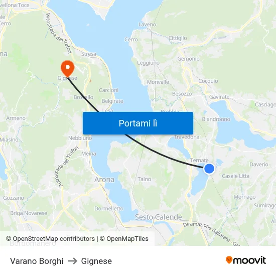 Varano Borghi to Gignese map