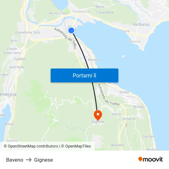 Baveno to Gignese map