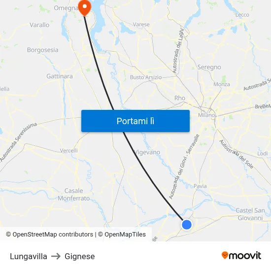 Lungavilla to Gignese map