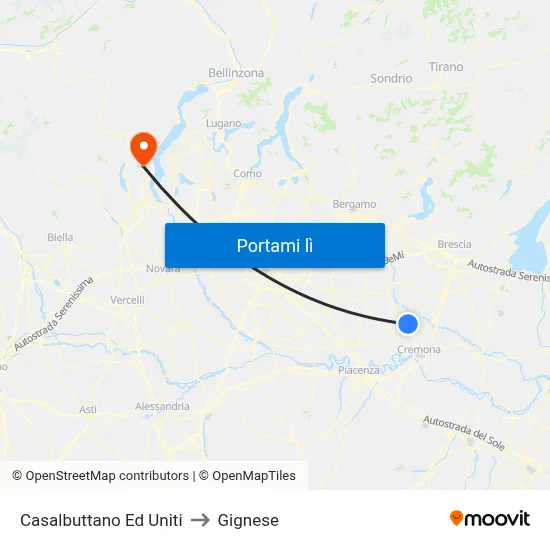 Casalbuttano Ed Uniti to Gignese map