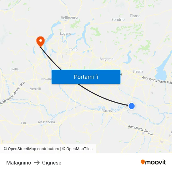 Malagnino to Gignese map