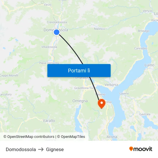 Domodossola to Gignese map