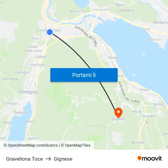 Gravellona Toce to Gignese map