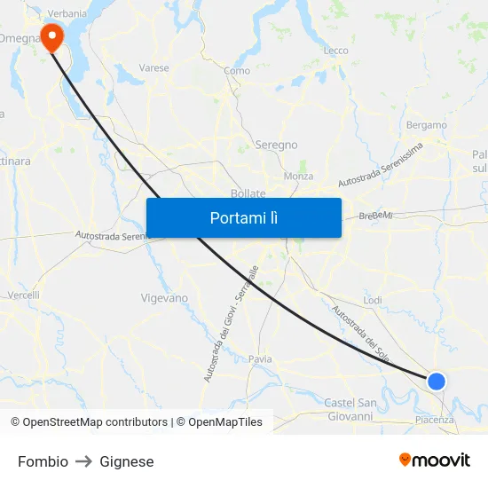 Fombio to Gignese map