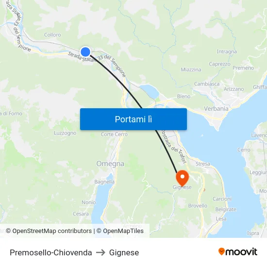 Premosello-Chiovenda to Gignese map