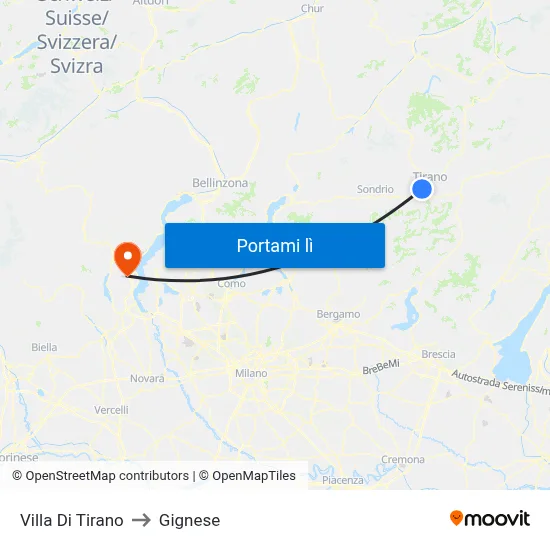 Villa Di Tirano to Gignese map