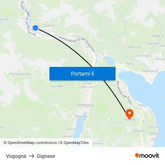 Vogogna to Gignese map