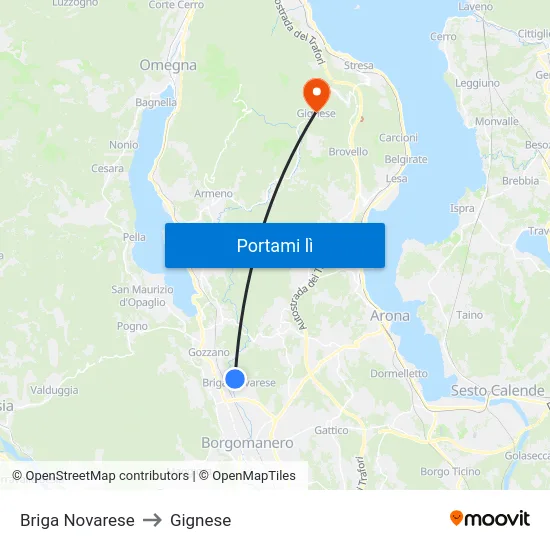 Briga Novarese to Gignese map