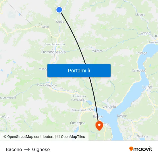 Baceno to Gignese map