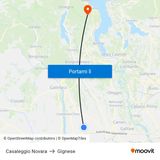 Casaleggio Novara to Gignese map