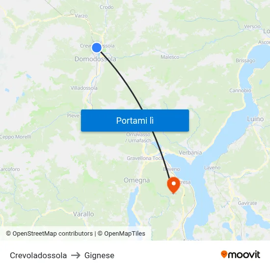 Crevoladossola to Gignese map