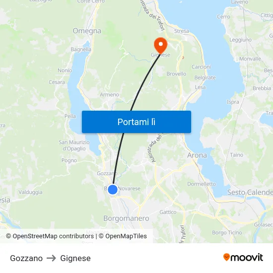 Gozzano to Gignese map