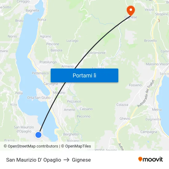 San Maurizio D' Opaglio to Gignese map