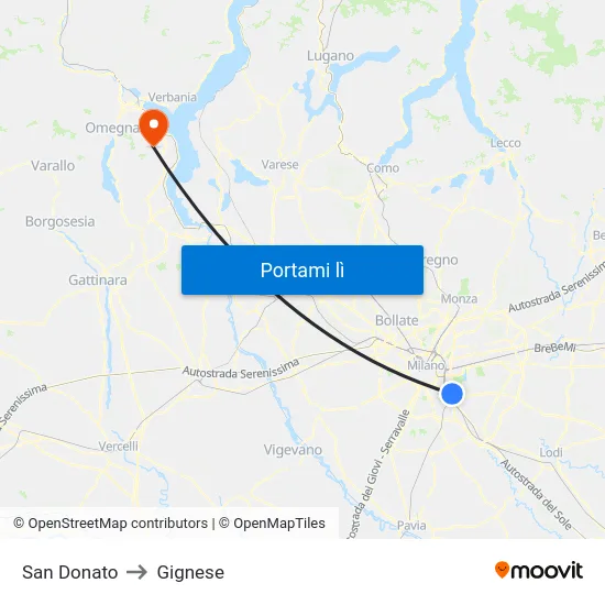 San Donato to Gignese map