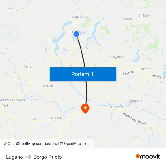 Lugano to Borgo Priolo map