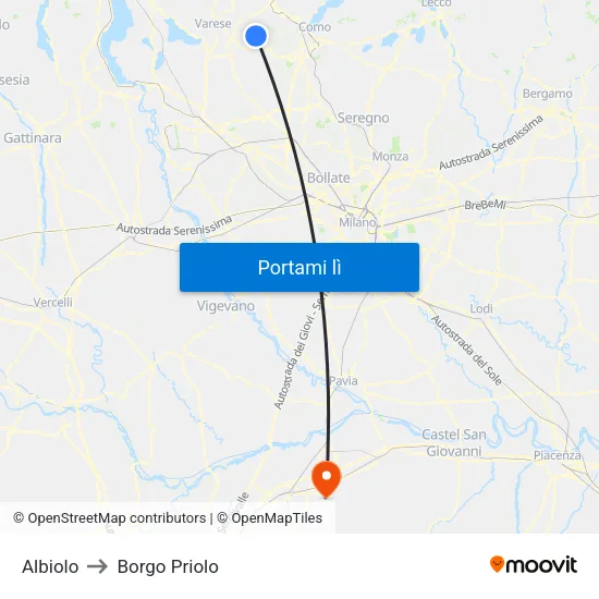 Albiolo to Borgo Priolo map
