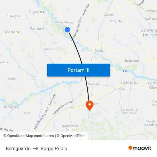 Bereguardo to Borgo Priolo map