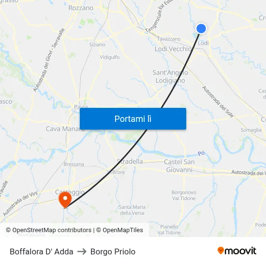 Boffalora D' Adda to Borgo Priolo map