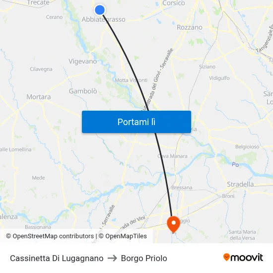 Cassinetta Di Lugagnano to Borgo Priolo map