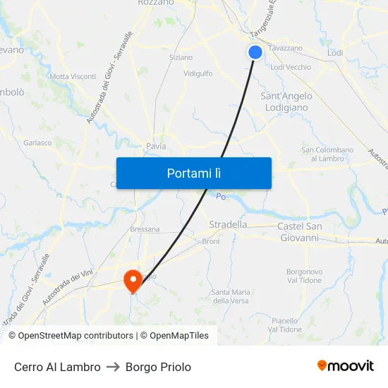 Cerro Al Lambro to Borgo Priolo map