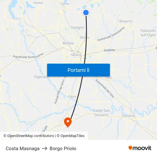 Costa Masnaga to Borgo Priolo map