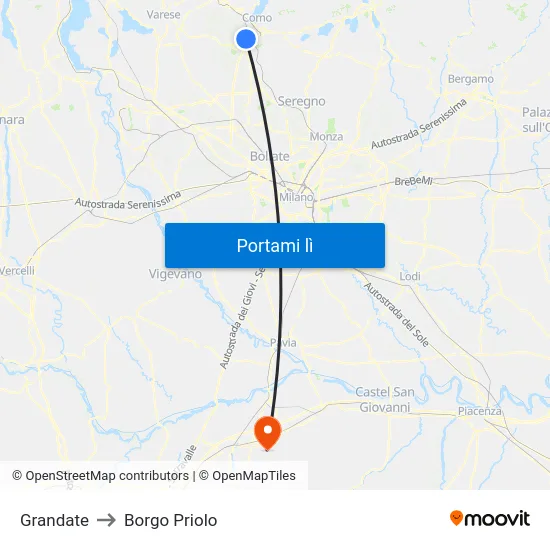 Grandate to Borgo Priolo map