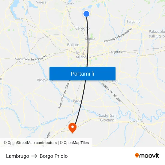 Lambrugo to Borgo Priolo map