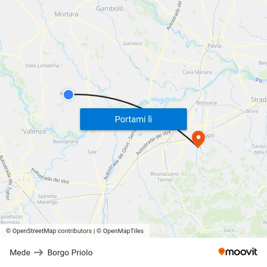 Mede to Borgo Priolo map