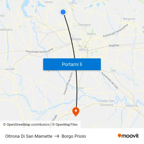 Oltrona Di San Mamette to Borgo Priolo map