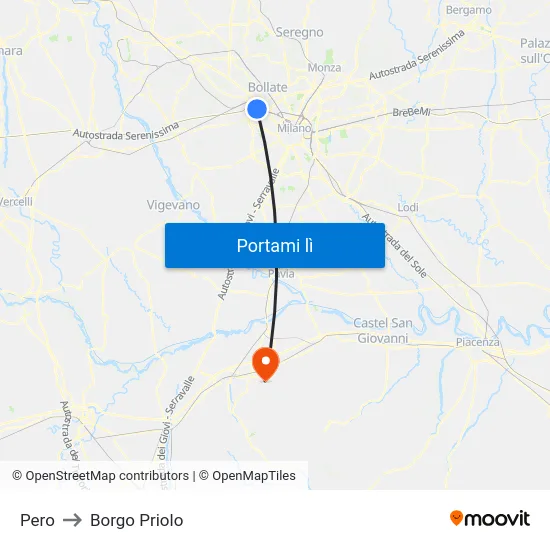 Pero to Borgo Priolo map