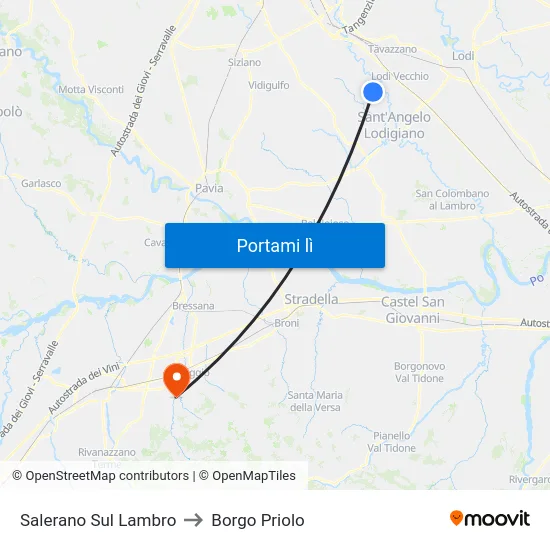 Salerano Sul Lambro to Borgo Priolo map