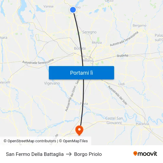 San Fermo Della Battaglia to Borgo Priolo map