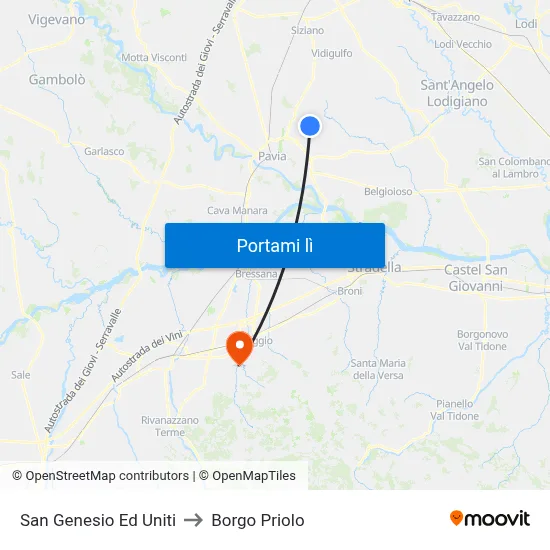 San Genesio Ed Uniti to Borgo Priolo map