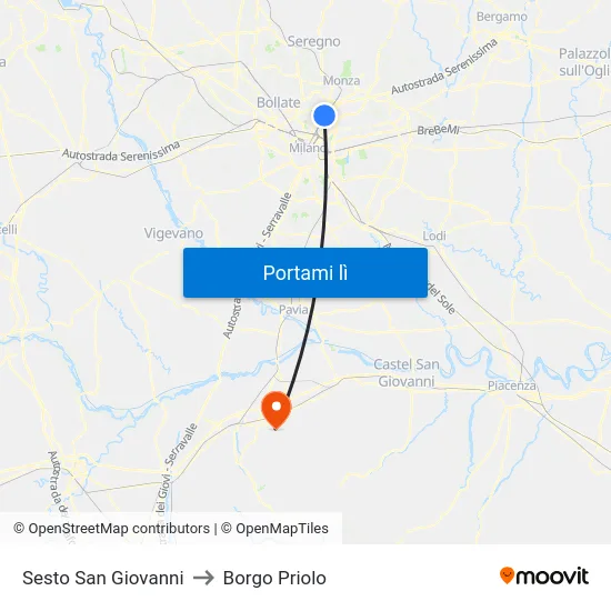 Sesto San Giovanni to Borgo Priolo map