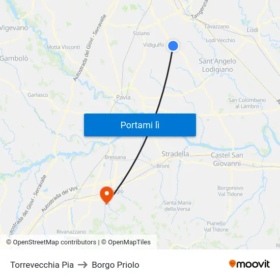 Torrevecchia Pia to Borgo Priolo map