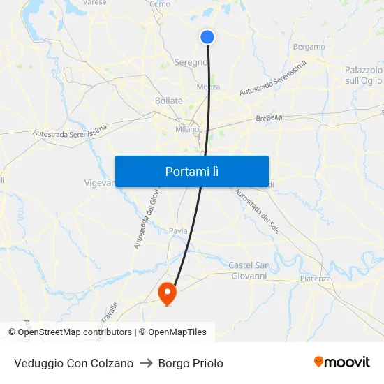 Veduggio Con Colzano to Borgo Priolo map