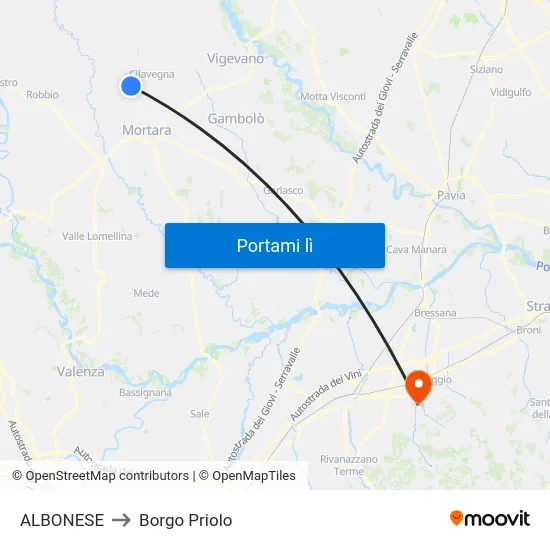ALBONESE to Borgo Priolo map