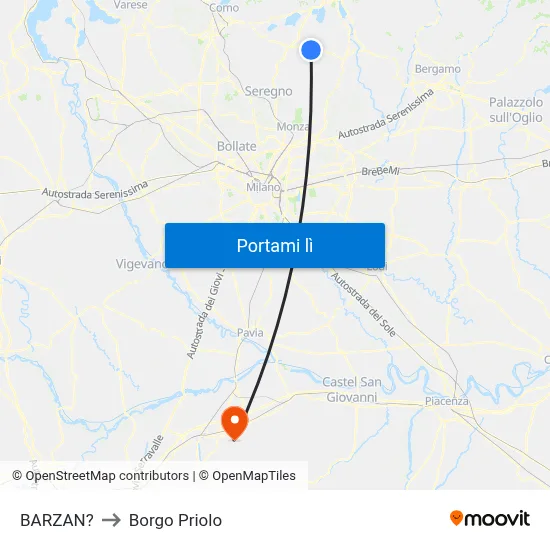 BARZAN? to Borgo Priolo map