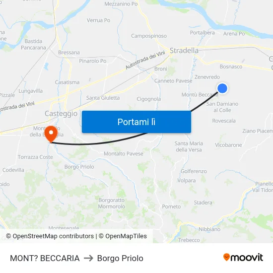 MONT? BECCARIA to Borgo Priolo map