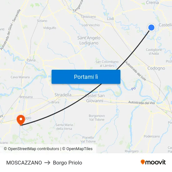 MOSCAZZANO to Borgo Priolo map