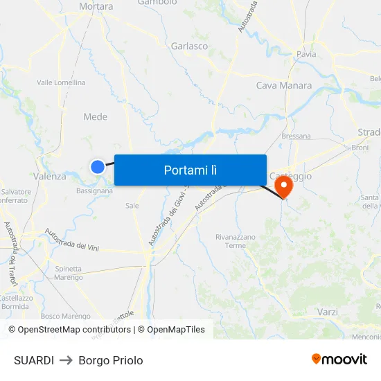 SUARDI to Borgo Priolo map