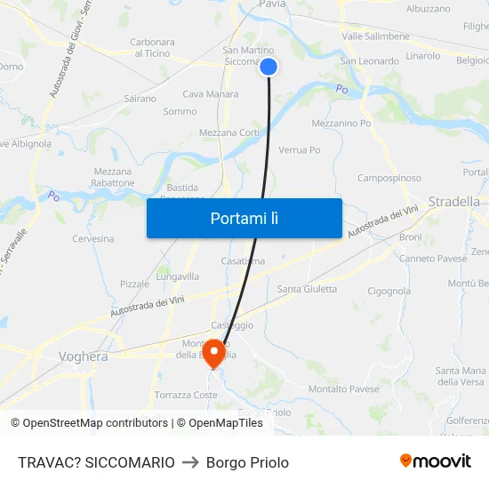 TRAVAC? SICCOMARIO to Borgo Priolo map