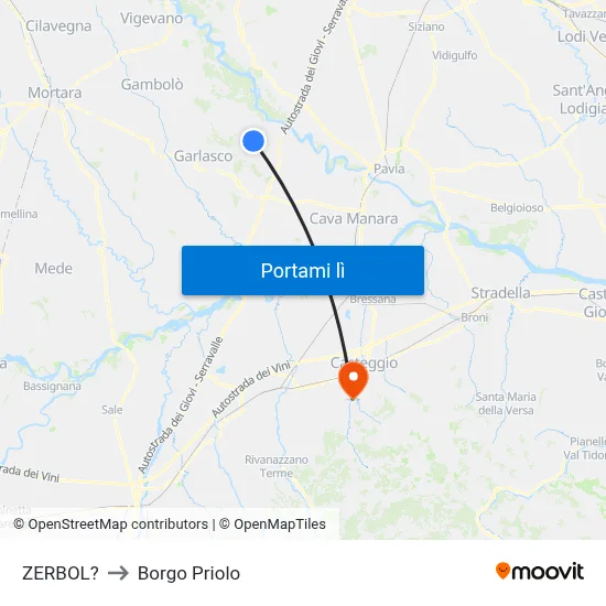 ZERBOL? to Borgo Priolo map