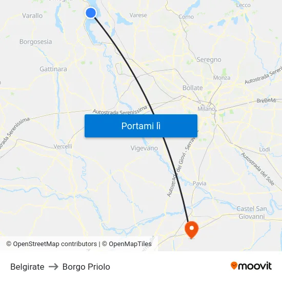 Belgirate to Borgo Priolo map