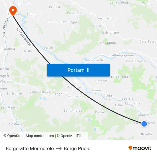 Borgoratto Mormorolo to Borgo Priolo map