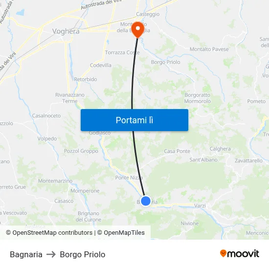 Bagnaria to Borgo Priolo map