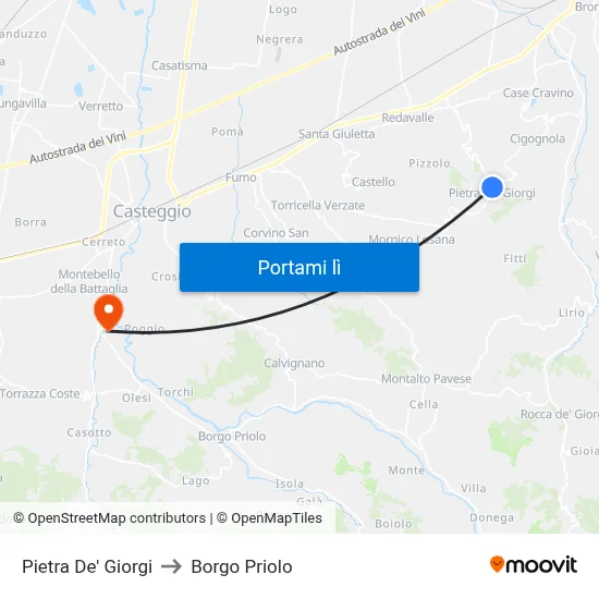 Pietra De' Giorgi to Borgo Priolo map