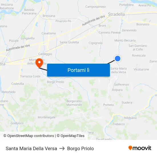 Santa Maria Della Versa to Borgo Priolo map